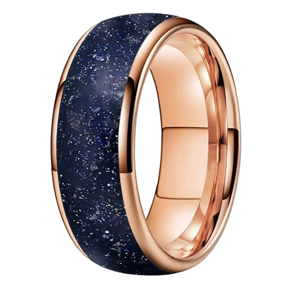 Anillo de Boda Tungsteno con Diseño Galaxy - Rose Gold Color / Width 8MM / 5.5