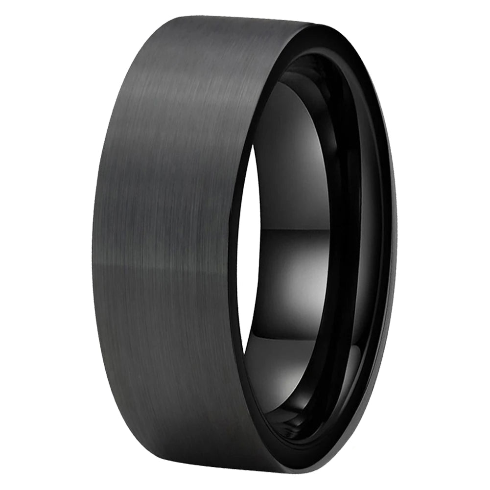 Anillo de Boda Tungsteno con Bisel Negro