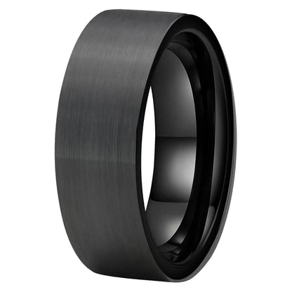 Anillo de Boda Tungsteno con Bisel Negro