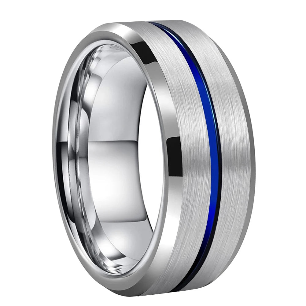 Anillo de Boda de Tungsteno con Ranura Azul
