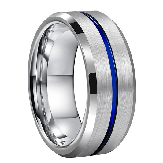 Anillo de Boda de Tungsteno con Ranura Azul