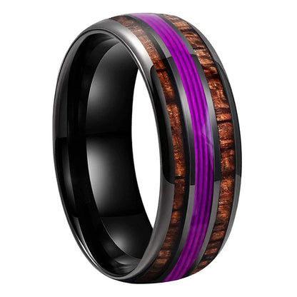 Anillo de Tungsteno 8 mm con Madera Koa Hawaiana