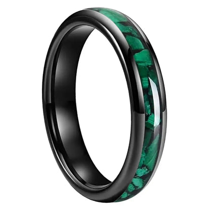 Alianza de Tungsteno con Incrustación de Malaquita Verde 4mm - Black Color 4MM / 10