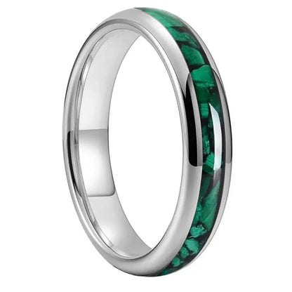 Alianza de Tungsteno con Incrustación de Malaquita Verde 4mm - Silver Color 4MM / 10
