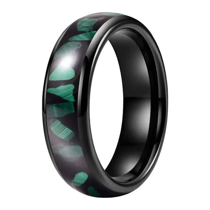 Alianza de Tungsteno con Incrustación de Malaquita Verde 6mm - Black Color 6MM / 10