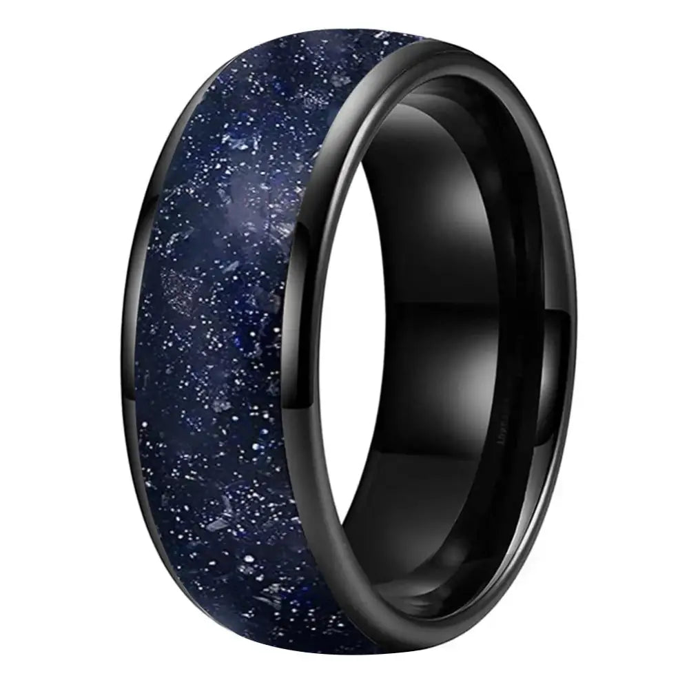 Anillo de Boda Tungsteno con Diseño Galaxy - Black Color / Width 8MM / 5.5