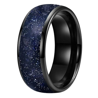 Anillo de Boda Tungsteno con Diseño Galaxy - Black Color / Width 8MM / 5.5