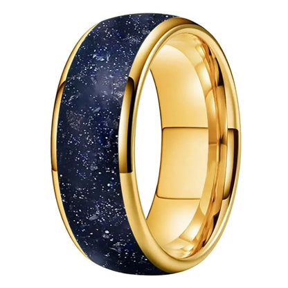 Anillo de Boda Tungsteno con Diseño Galaxy - Gold Color / Width 8MM / 5.5