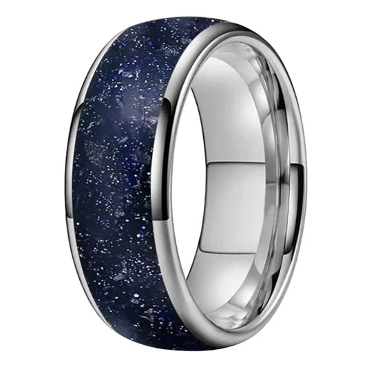 Anillo de Boda Tungsteno con Diseño Galaxy - Silver Color / Width 8MM / 5.5